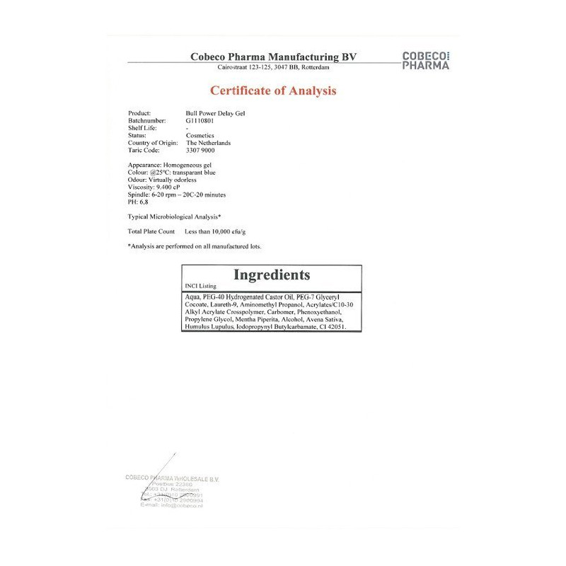 Gel Retardant L'Éjaculation