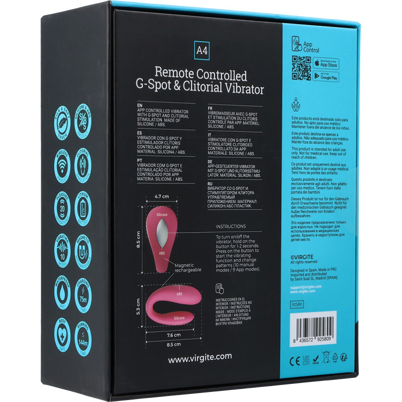 A4 Vibromasseur G Spot & Clitoridien Télécommandé