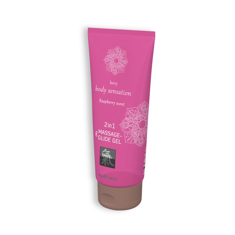Gel de Massage et Lubrifiant 2 en 1 Aromatisé à la Framboise 200 ml