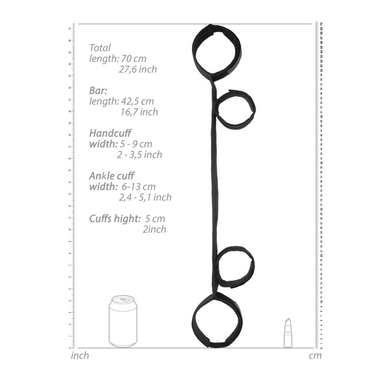 Barre d'Écartement avec Menottes Noire 70 cm
