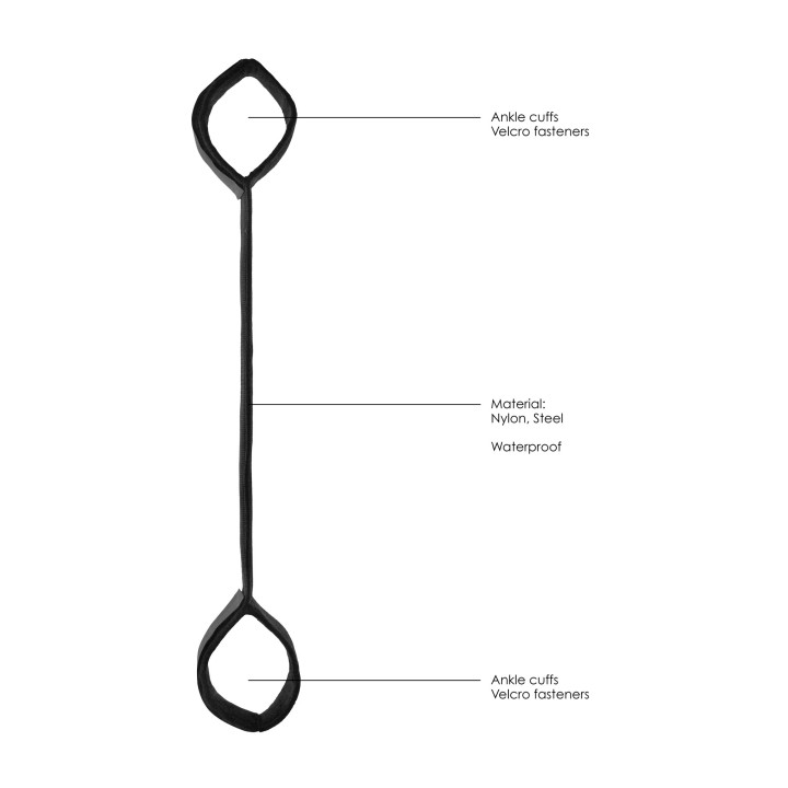 Barre Séparatrice avec Menottes Noires 54,5 cm