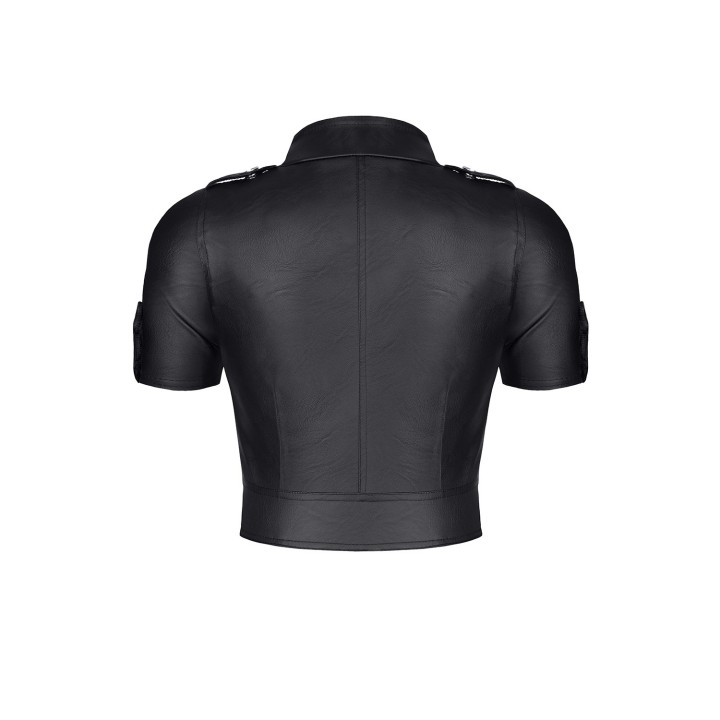 Enrica Top con Cremallera Negro Estilo Militar