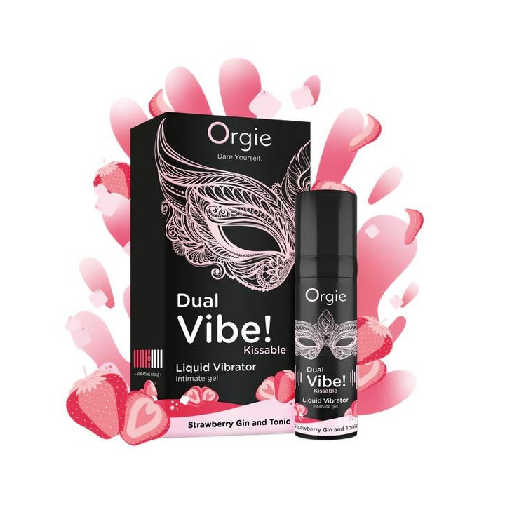 Vibromasseur Liquide Besable Dual Vibe Gin Tonic Fraise 15 ml