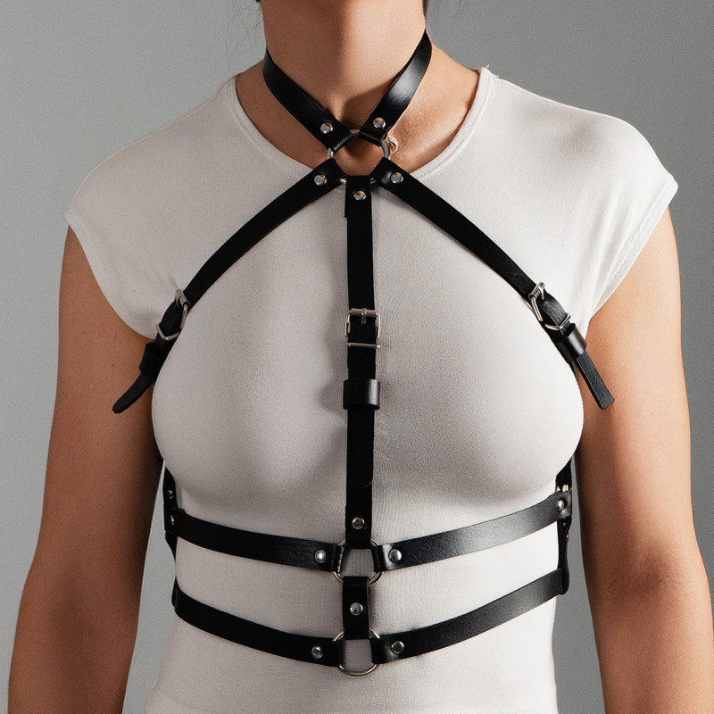 Harnais Poitrine avec Anneaux en Cuir Vegan