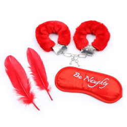 Set de 3 Pièces Masque, Plumes y Menottes