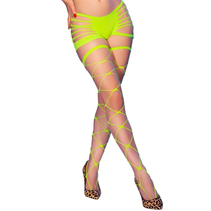 Medias de Rejilla con Agujeros Verde Neon CR 4867
