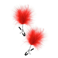 Pinces Réglables Plumes Pompon Rouge