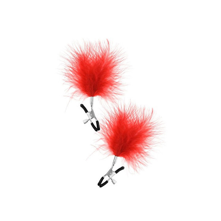 Pinces Réglables Plumes Pompon Rouge