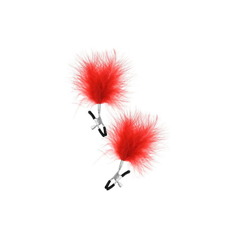 Pinces Réglables Plumes Pompon Rouge