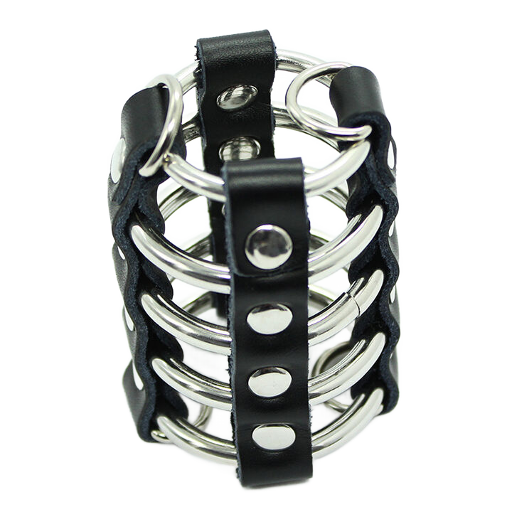 Cage Pénienne avec Anneaux Métalliques et Sangles en Cuir