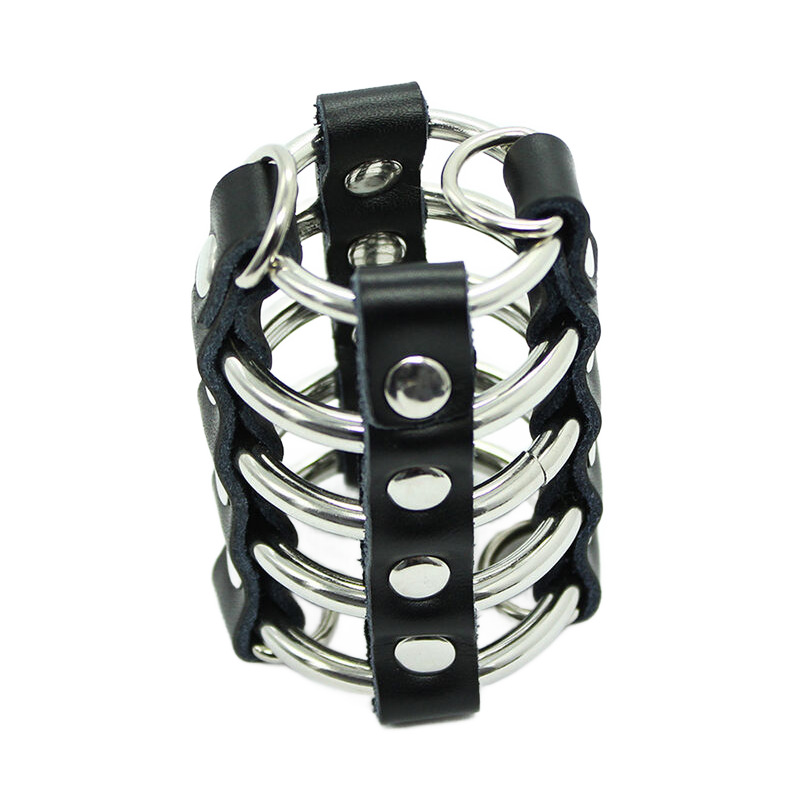 Cage Pénienne avec Anneaux Métalliques et Sangles en Cuir