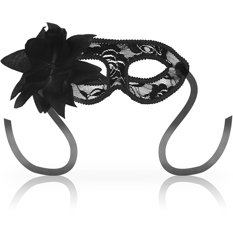 Masks Antifaz con Encajes y Flor Negro