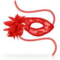 Masks Antifaz con Encajes y Flor Rojo