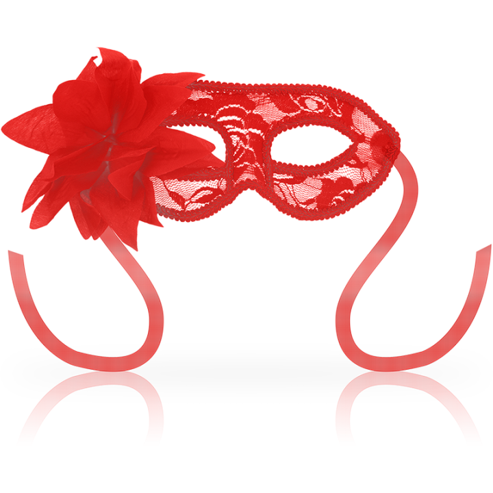 Masks Antifaz con Encajes y Flor Rojo