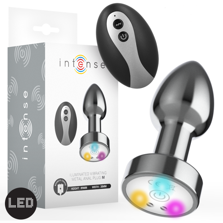 Plug Anal Taille M Métallique Vibrant LED Télécommande