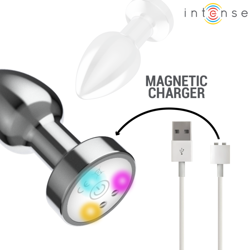 Plug Anal Taille M Métallique Vibrant LED Télécommande