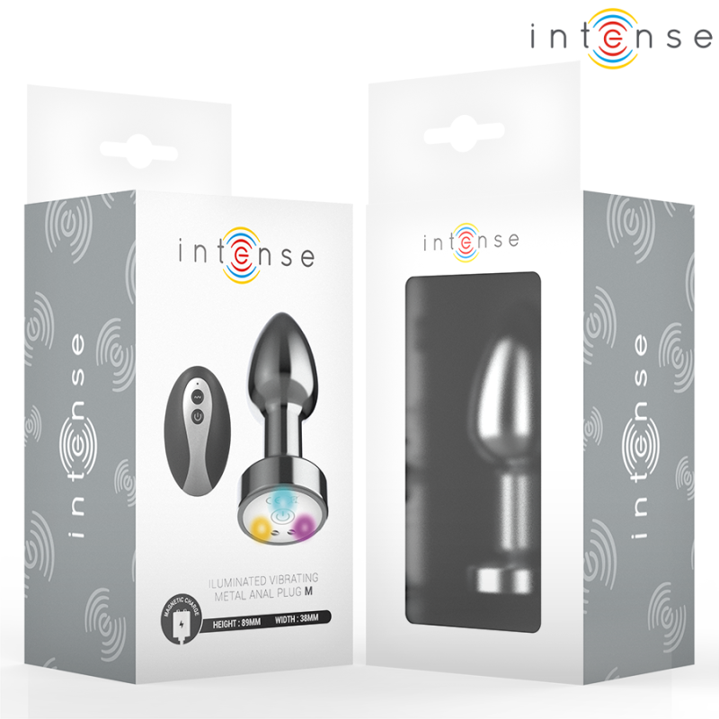 Plug Anal Taille M Métallique Vibrant LED Télécommande
