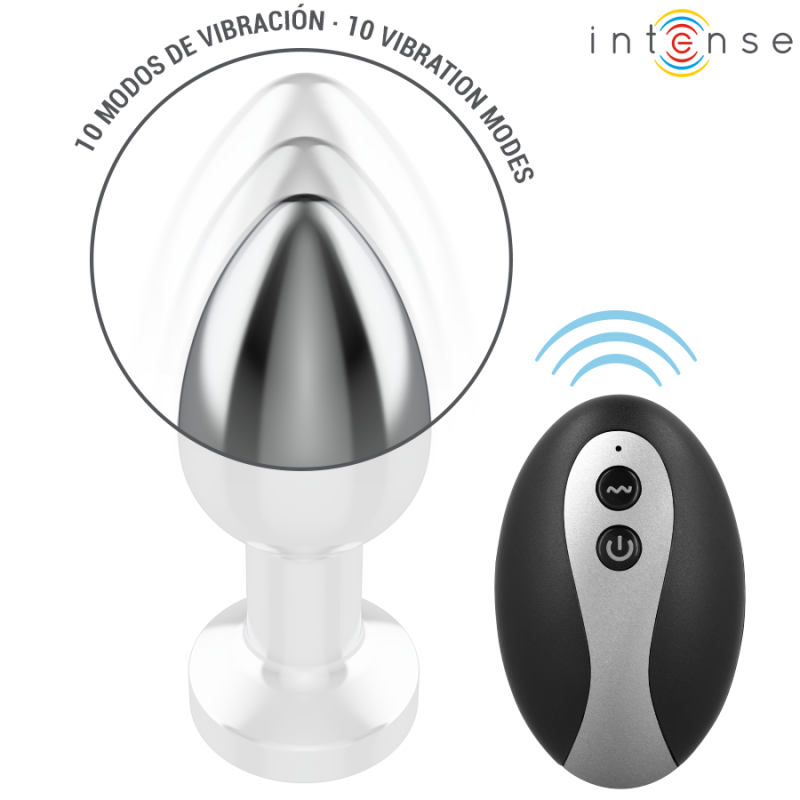 Plug Anal Taille M Métallique Vibrant LED Télécommande