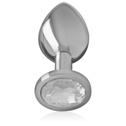 Plug Anal Metálico con Cristal Plata Talla M