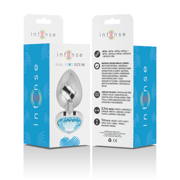 Plug Anal Métallique Coeur Bleu Taille M