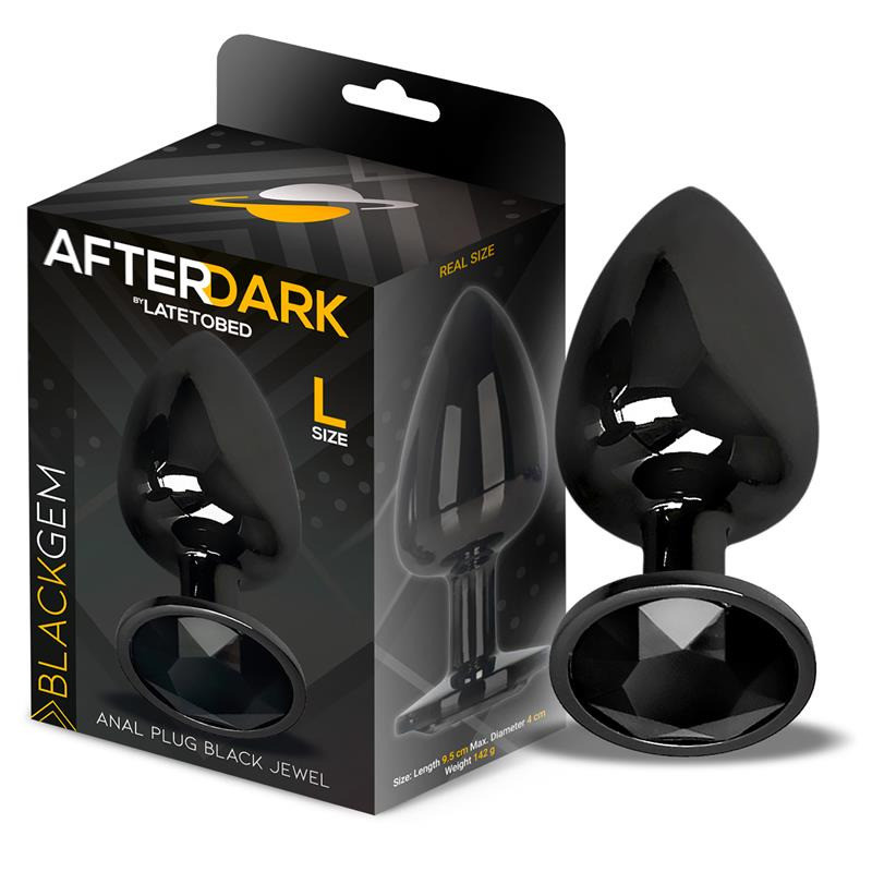 Blackgem Plug Anal Métallique avec Bijou Noir Taille L