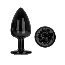 Blackgem Plug Anal Métallique avec Bijou Noir Taille L