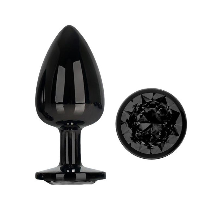 Blackgem Plug Anal Métallique avec Bijou Noir Taille L