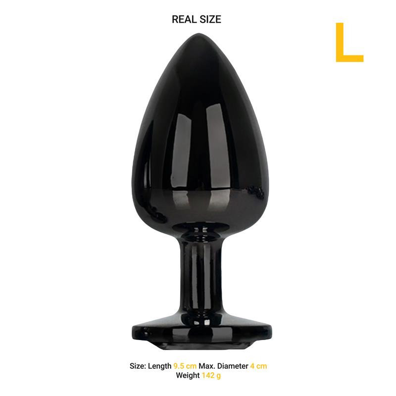 Blackgem Plug Anal Métallique avec Bijou Noir Taille L