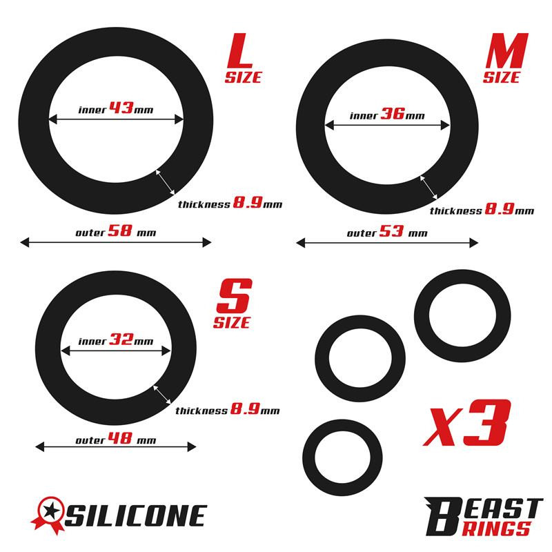Set de 3 Anneaux pour Pénis Épais S, M et L