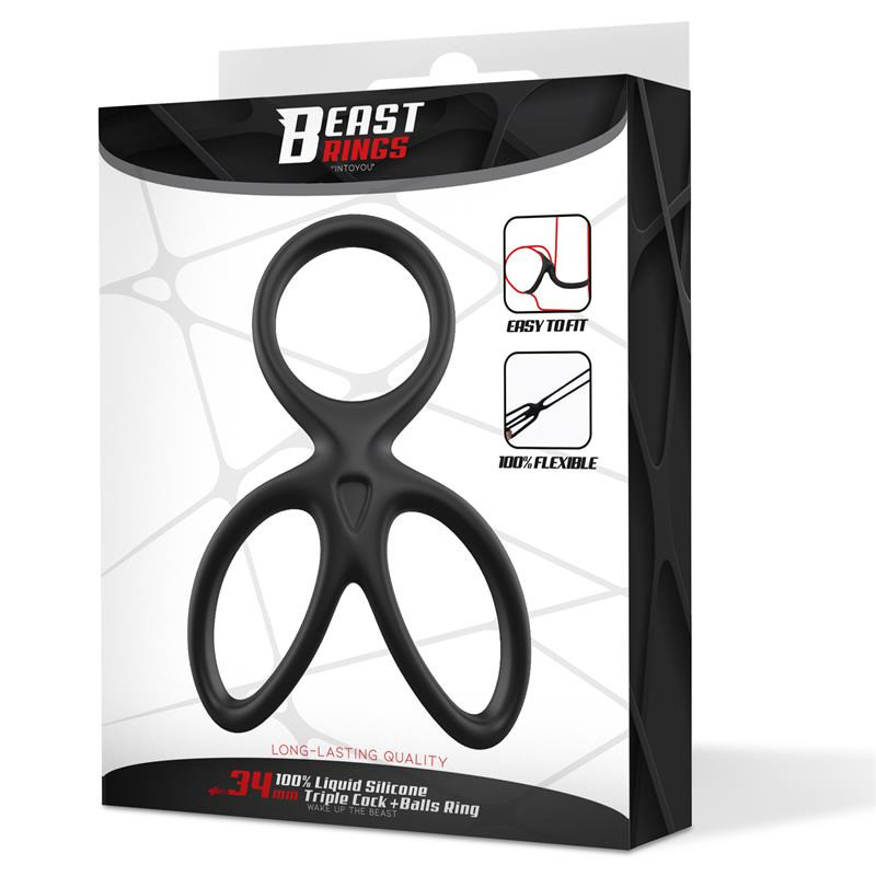 Anneau Triple Pénis et Testicules Flexible