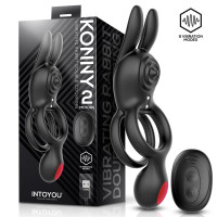Konny Anneau Pénien Vibrant Double avec Lapin et Télécommande