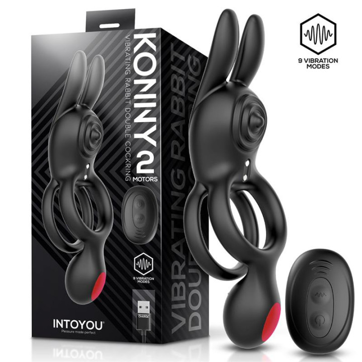Konny Anneau Pénien Vibrant Double avec Lapin et Télécommande