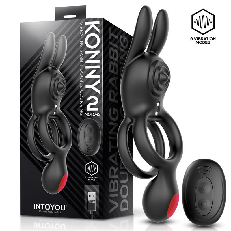 Konny Anneau Pénien Vibrant Double avec Lapin et Télécommande