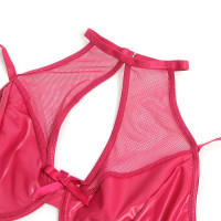 Conjunto Sujetador y Falda de Cuero Rojo