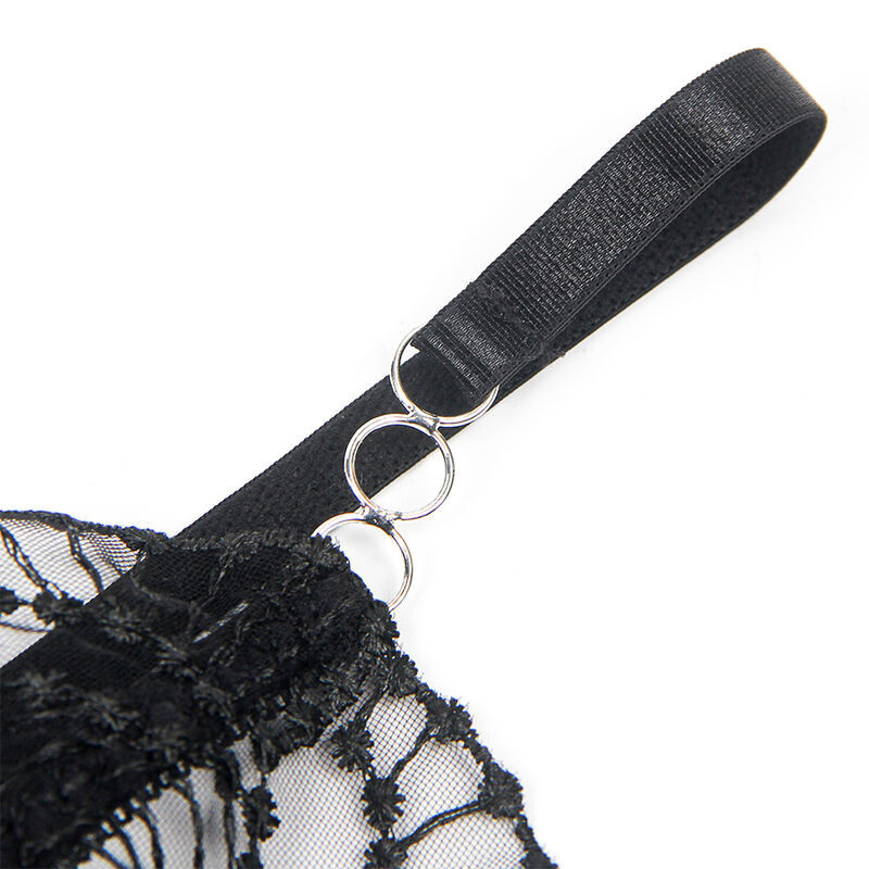 Body Transparente con Encaje Hueco Negro