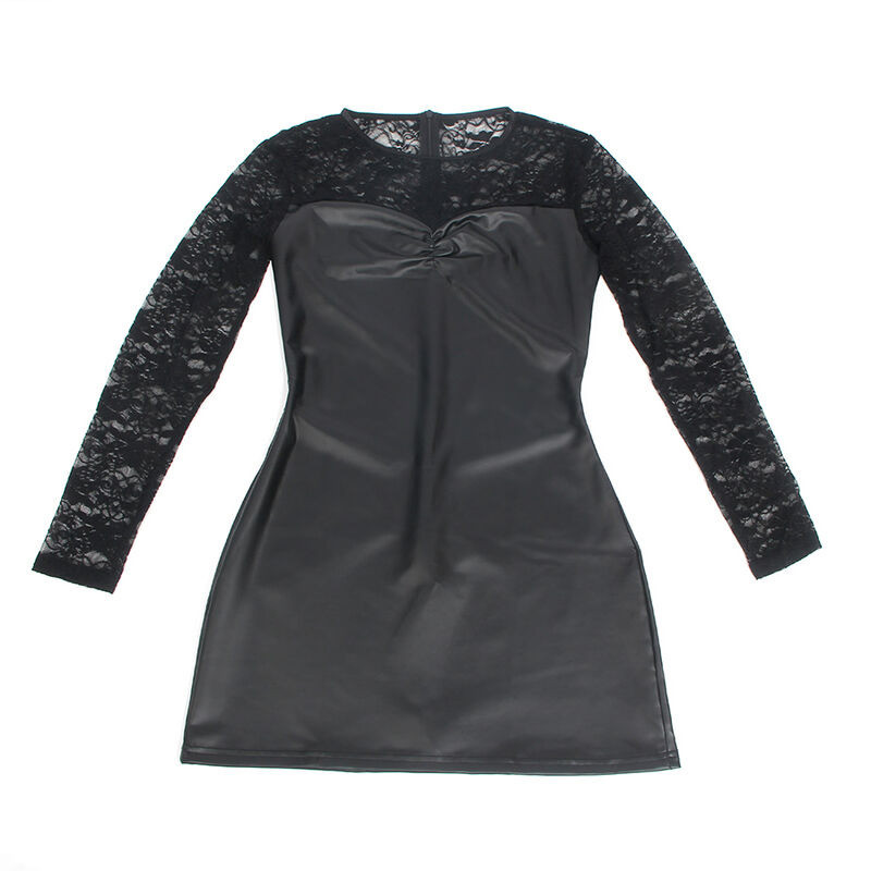 Vestido de Manga Larga con Encaje Negro