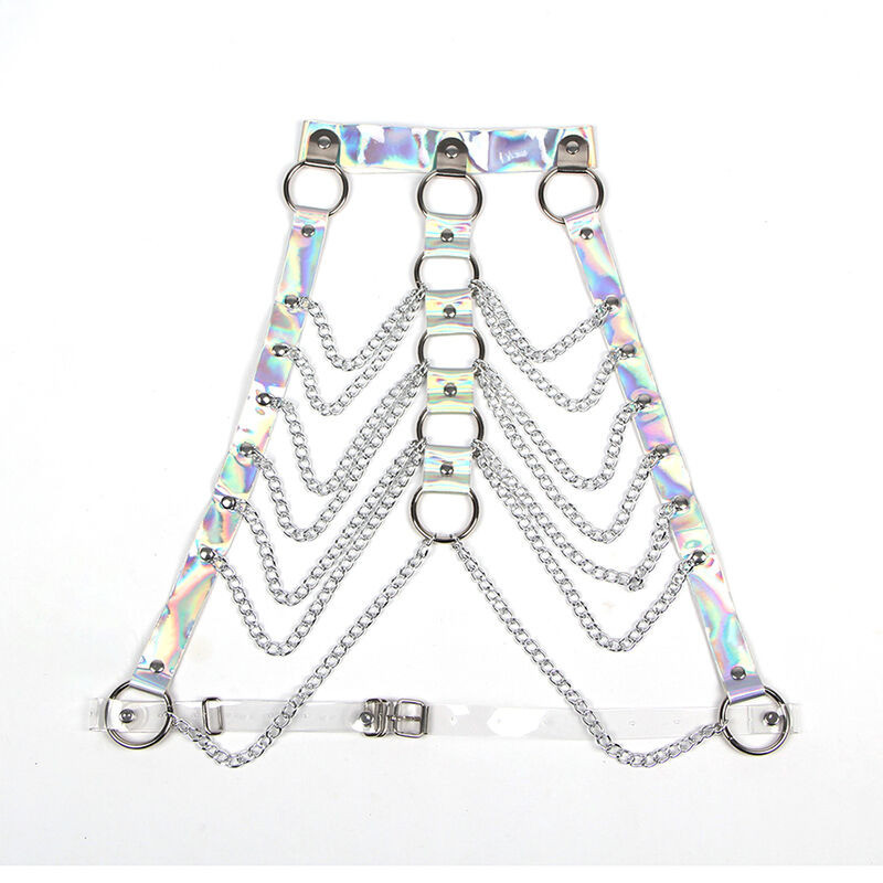 Arnés de Pecho con Anillos y Cadenas Plata