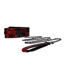 Collar con Correa de Encaje Rojo