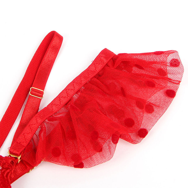Conjunto Sujetador y Liga de Encaje Rojo