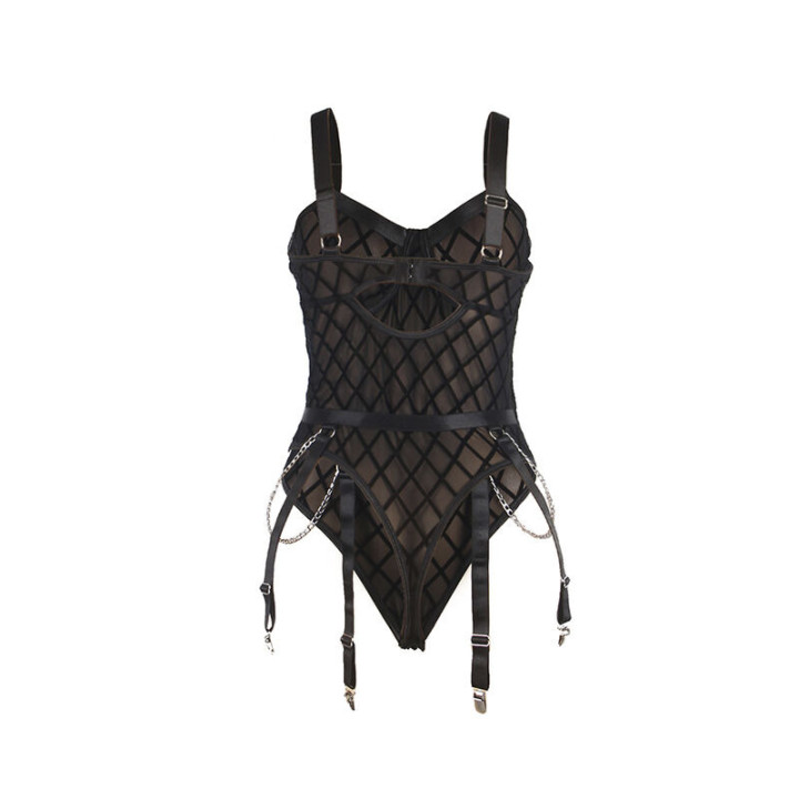 Body con Cadenas y Ligueros Negro