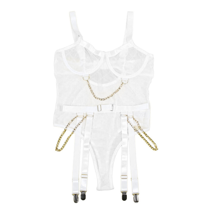 Body con Cadenas y Ligueros Blanco