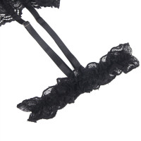Teddy avec Porte-jarretelles Dentelle et Sangles Noir