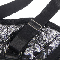 Teddy avec Porte-jarretelles Dentelle et Sangles Noir