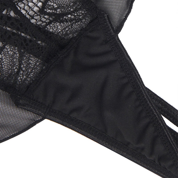Teddy Col Halter Dos Nu Dentelle Noire