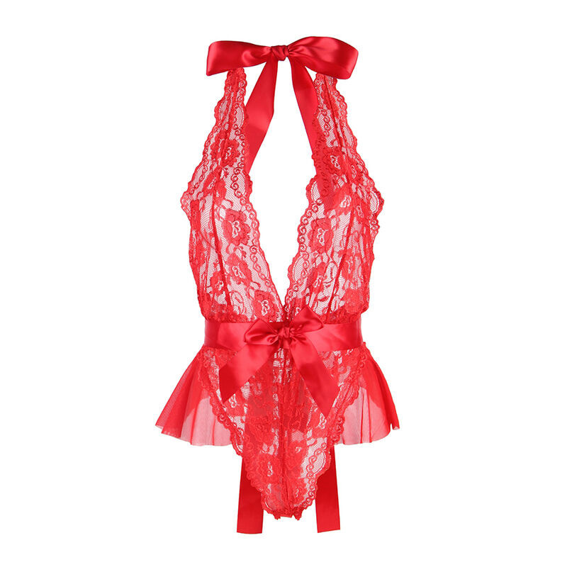 Body Sexy con Volantes y Cinturón Rojo