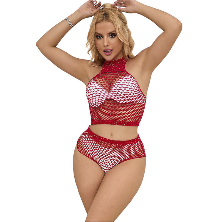 Set de Rejilla con Brillantes Rojo TU