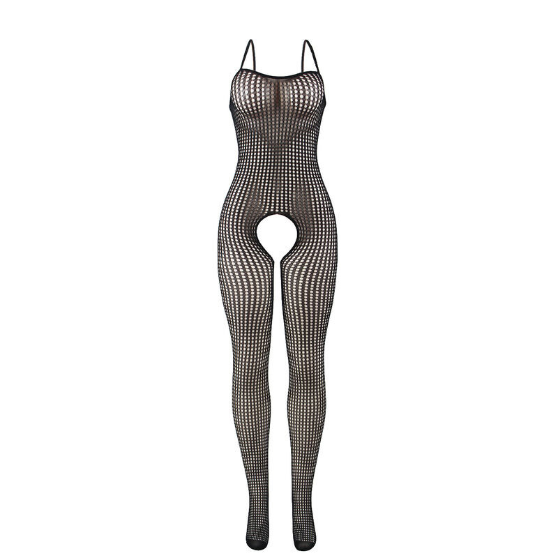 Bodystocking Crotchless de Rejilla Negro TU