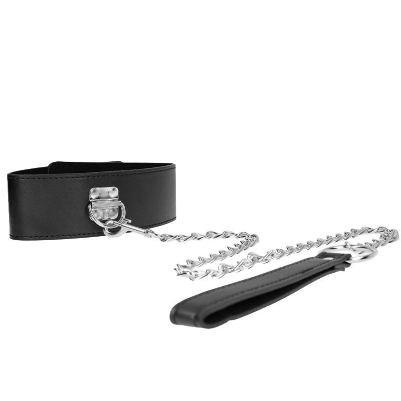 Collier Large avec Laisse Noir