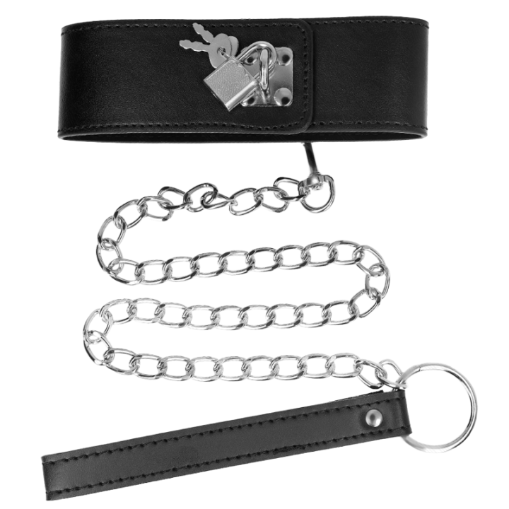 Collier Large avec Laisse Noir