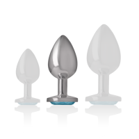 Plug Anal Metálico con Cristal Azul Talla M